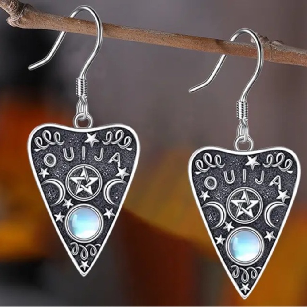 Silver Ouija Planchette Earrings